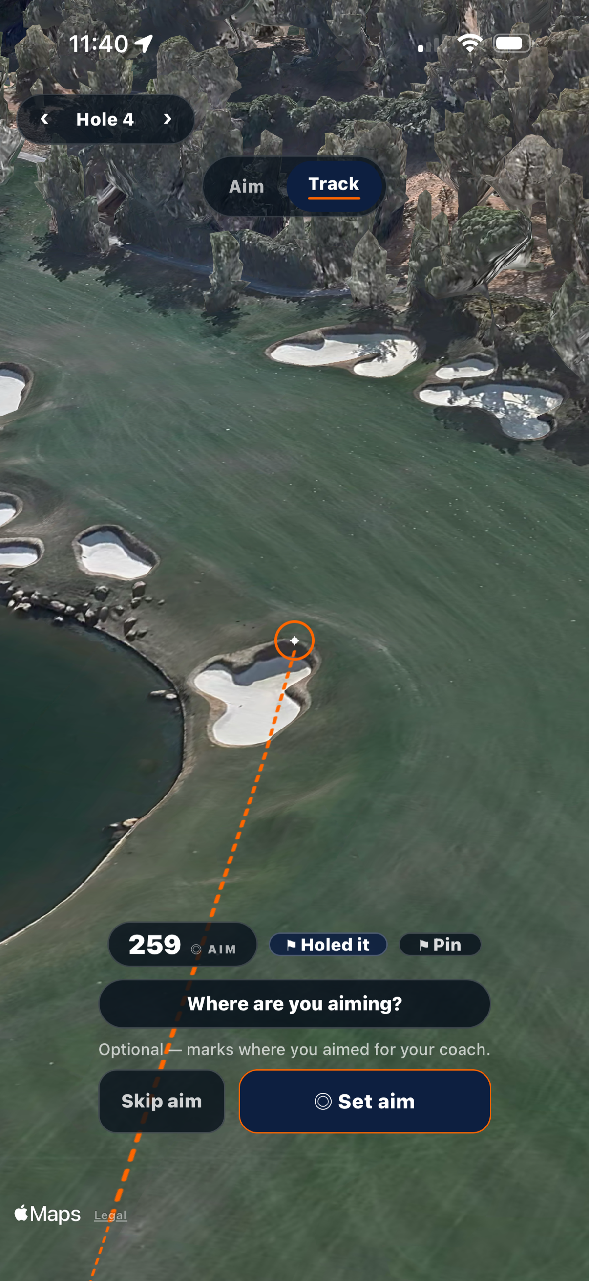 Set your line: 259 to the aim point