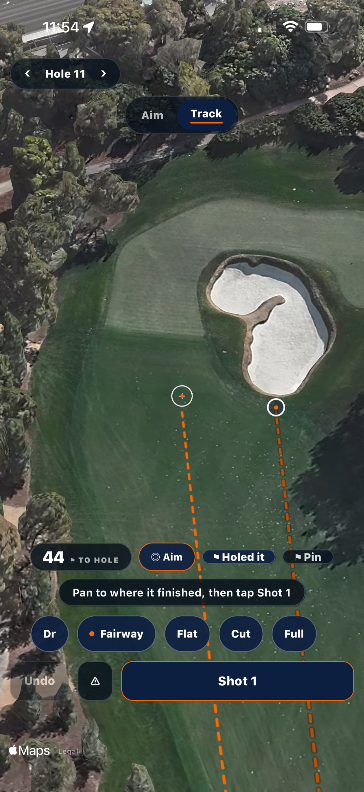 Mark the finish: 44 to the hole