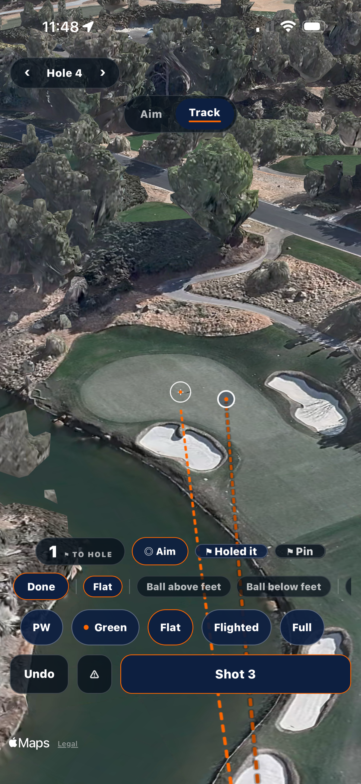 Track the strike: PW, green, flat, flighted, full