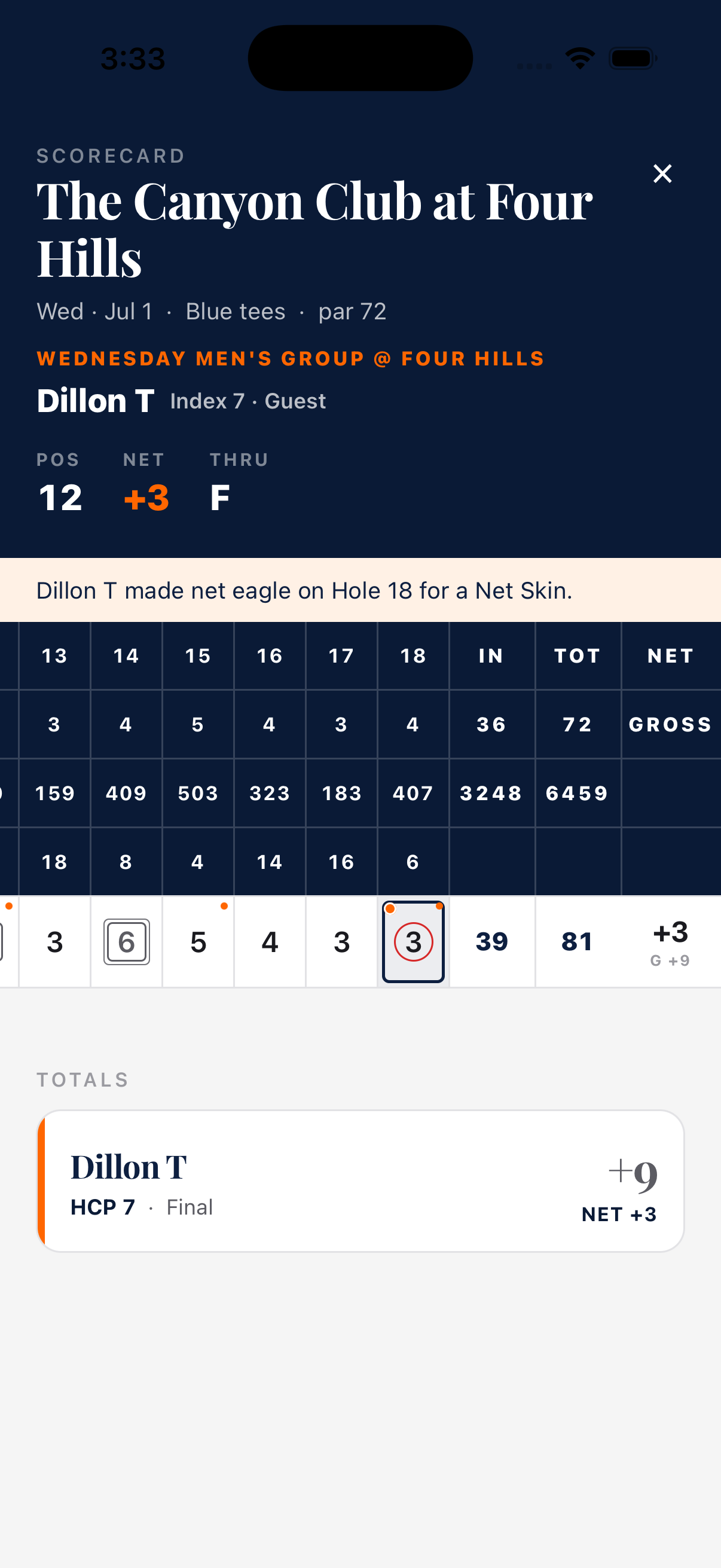 Round summary that fills itself in as you score