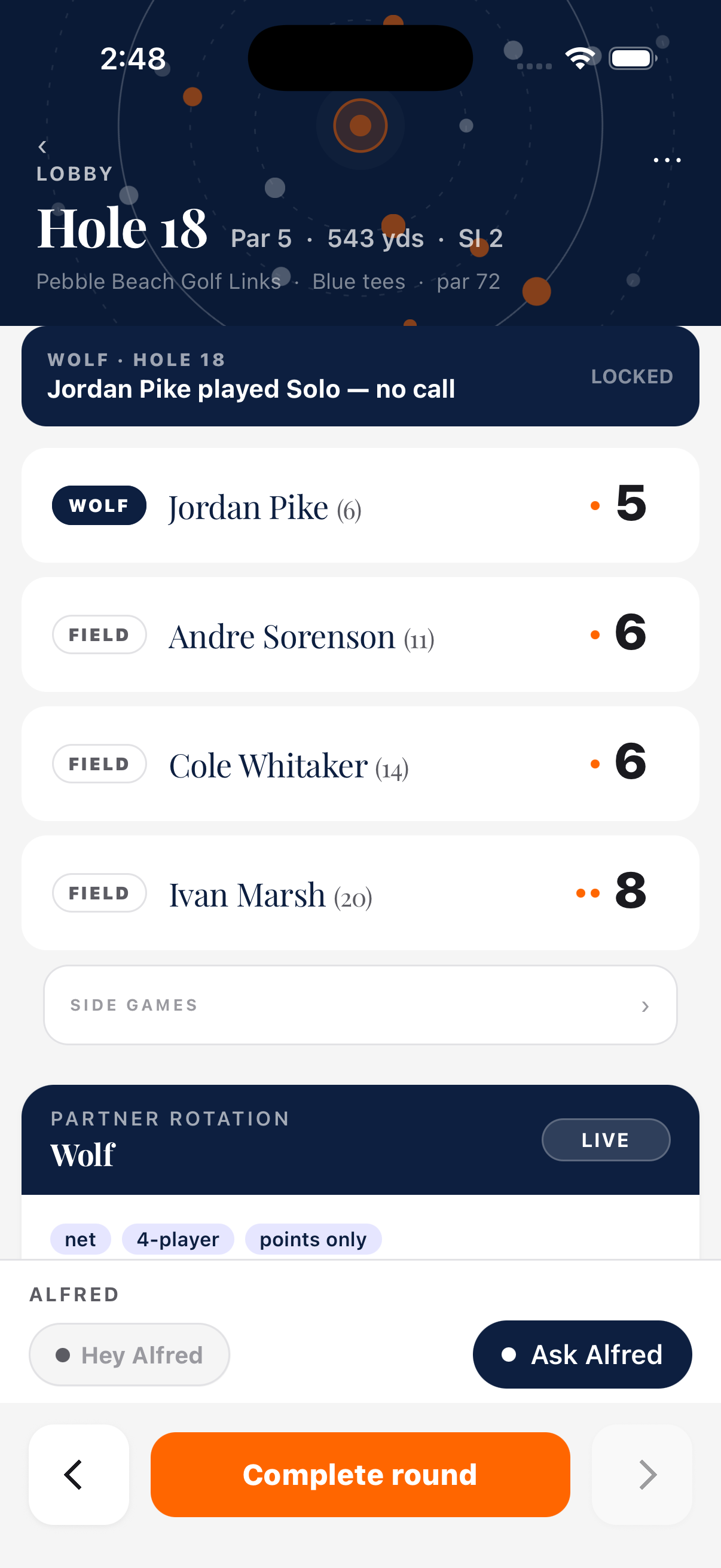 Live scoring in motion: every player, every hole, gross and net